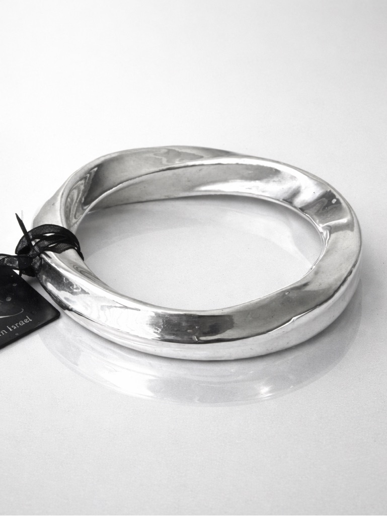 E&L Sterling Silver Bangle Statement Bracelet Israel Electroform Wavy D-2/5